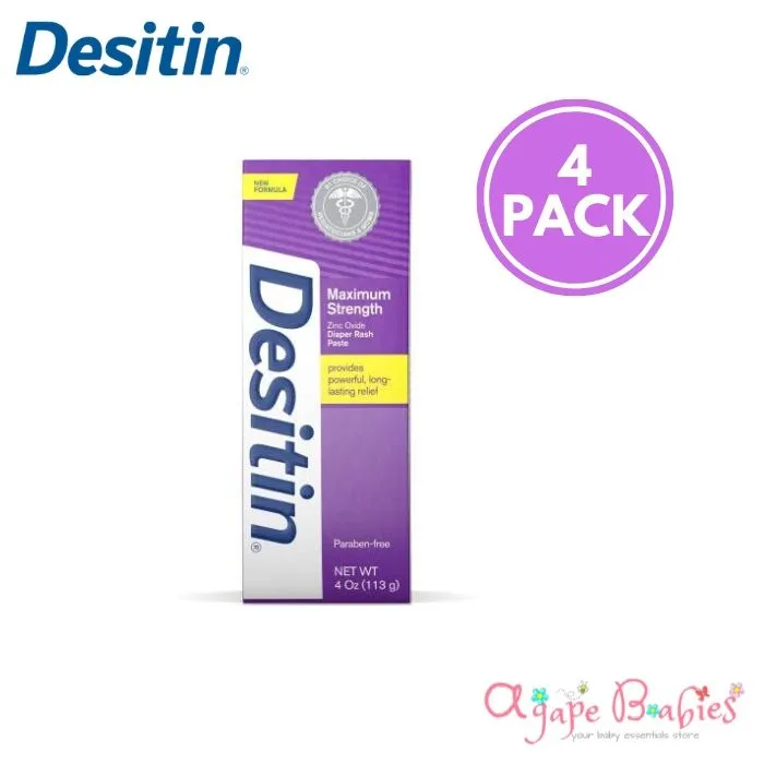 4 PACK - Desitin Maximum Strength Original Diaper Paste 4oz PURPLE Exp: 07/22