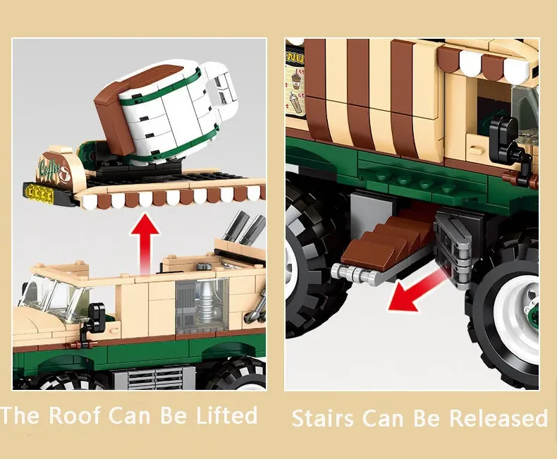 598-Piece Jeep Coffee Stop Toy Truck Stall