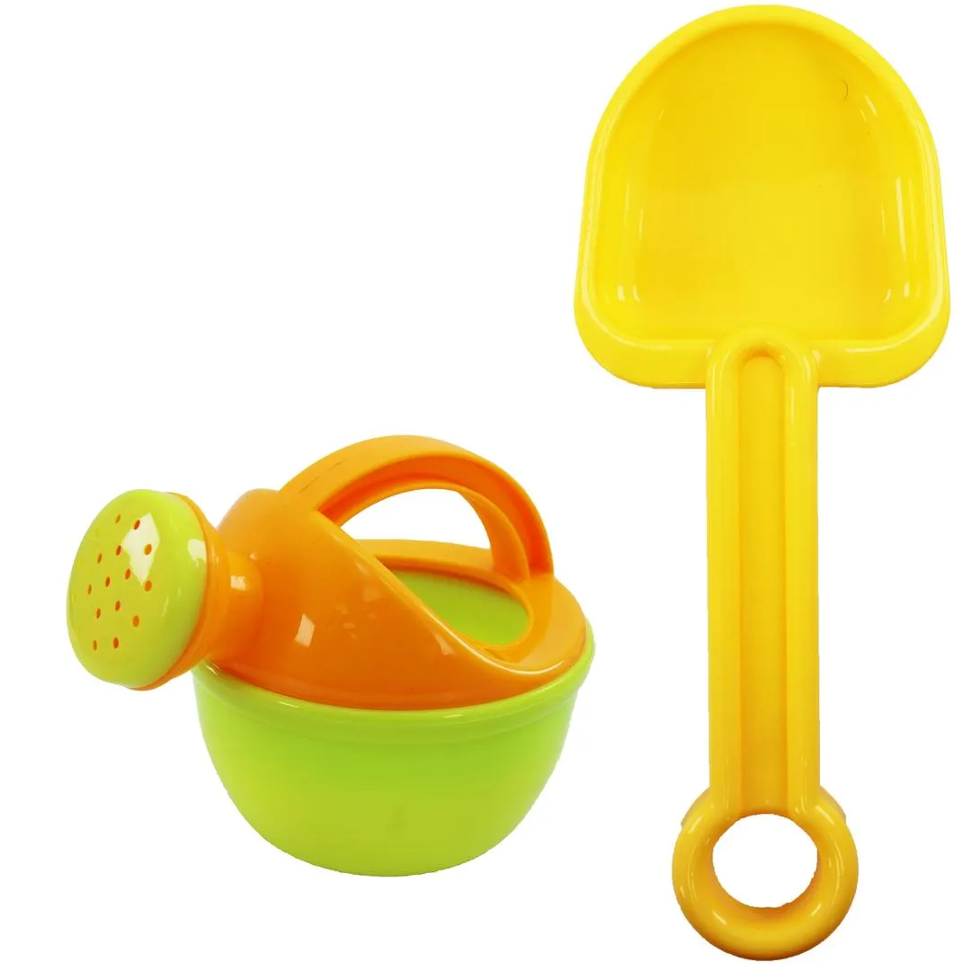 6 Pcs Beach Toys Bucket Set Includes Bucket, Spade, Shovel, Rake, Moulds, and Water Toy - 909036