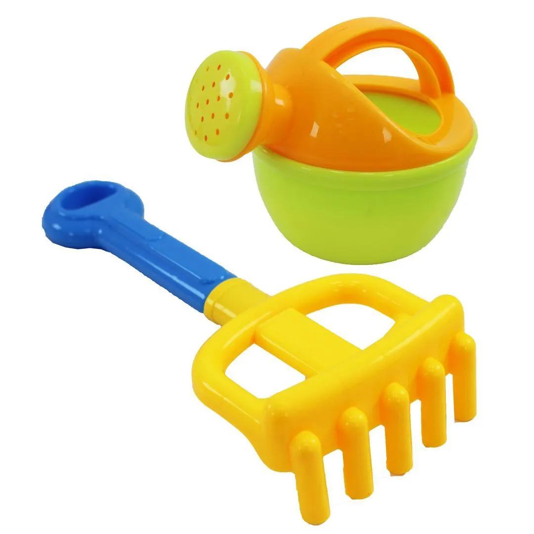 7 Pcs Beach Toys Set Sand Toy with Bucket, Strainer, 2 Moulds, Rake, And Small Shovel - 909034