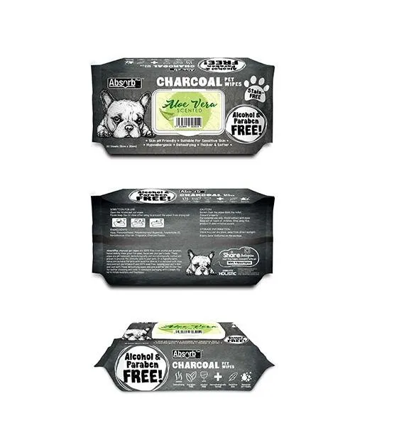 Absorb Plus Charcoal Alcohol & Paraben Free Pet Wipes (Aloe Vera, 80pcs)