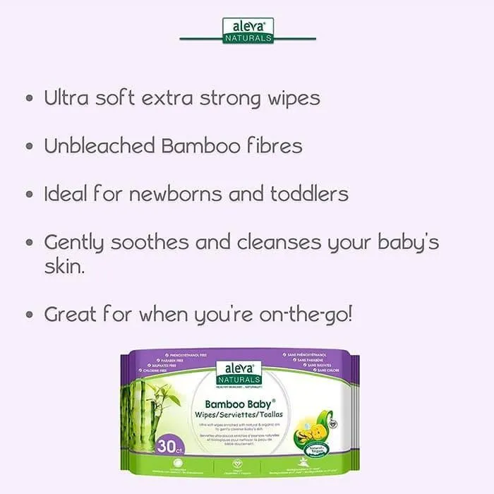 Aleva Bamboo Baby Wipes - 30ct