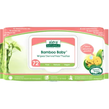 Aleva naturals - bamboo baby sensitive wipes 72 pk