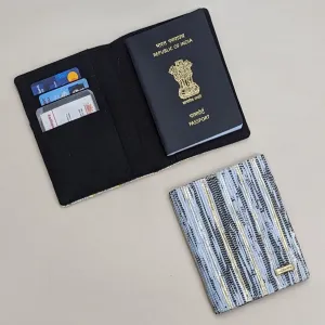 Amazon White Black Golden Striped Upcycled Handwoven Passport Cover (PC0624-008) PS_W