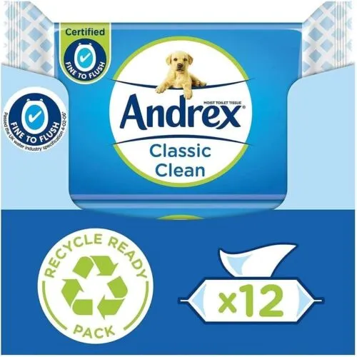 Andrex Classic Clean Washlets - 12 Packs