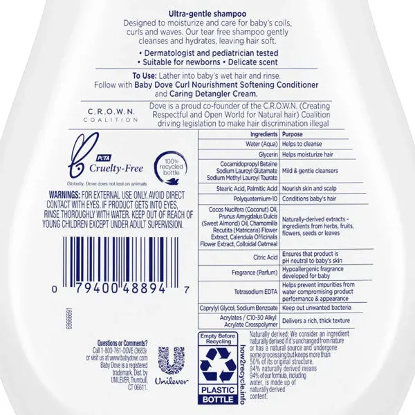 Baby Dove Curl Nourishment Textured Hair Care Hydrating Shampoo, 13 fl oz