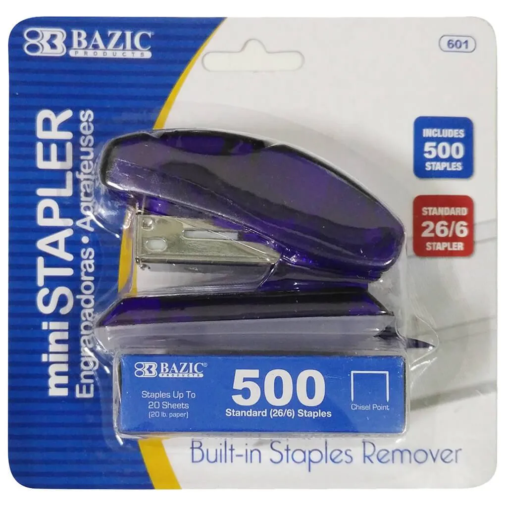 Bazic Mini Standard Stapler with 500ct Staples