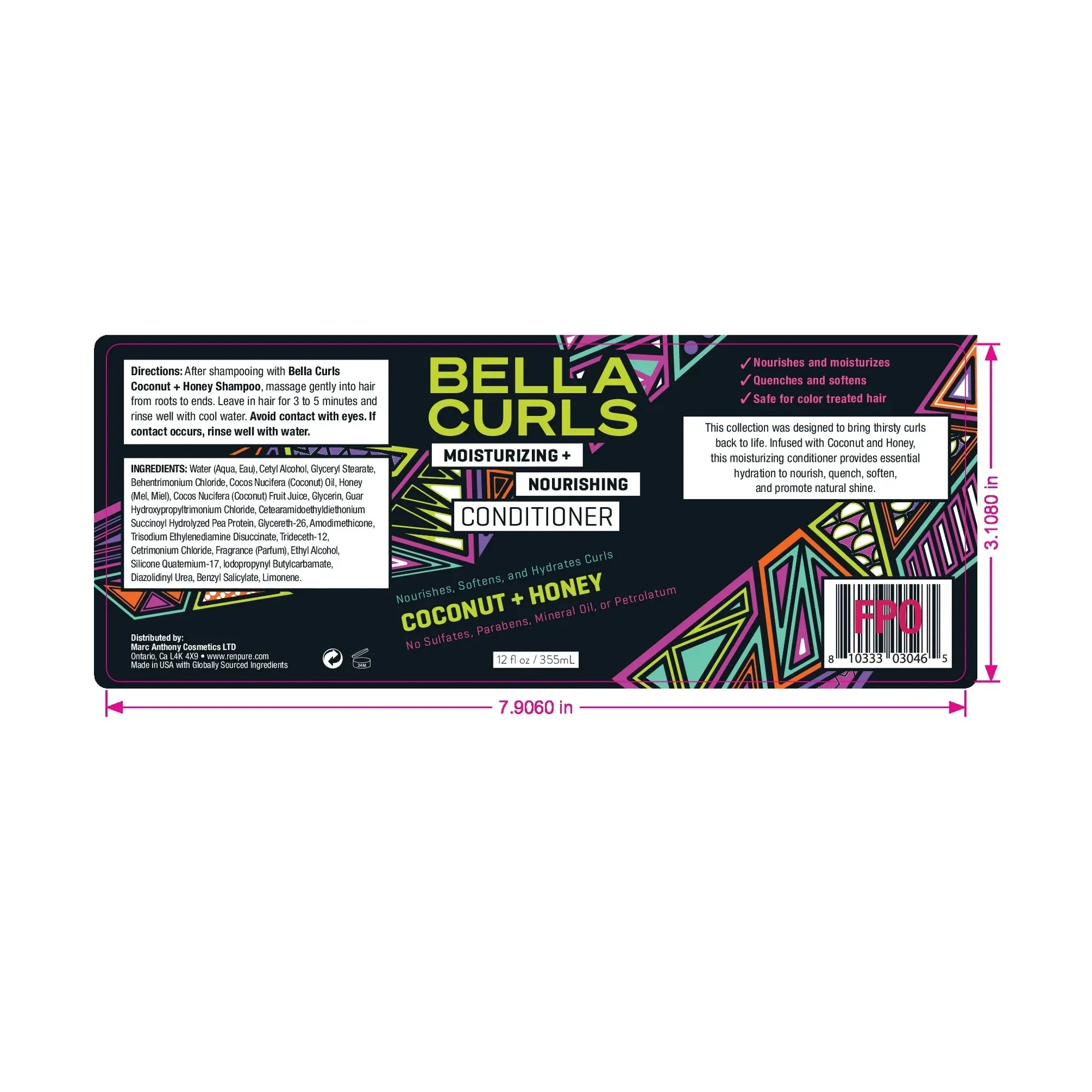 Bella Curls Moisturizing And Nourishing Conditioner 355ml