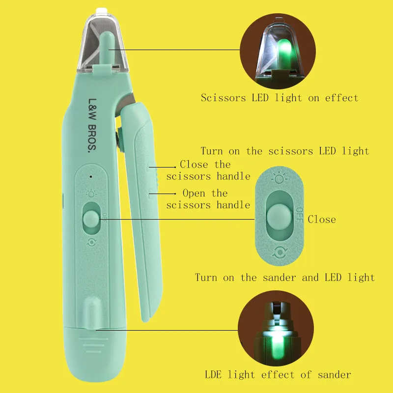 Cat Nail Clipper Nail Clippers 2-in-1 USB Rechargeable LED Nail Sharpener