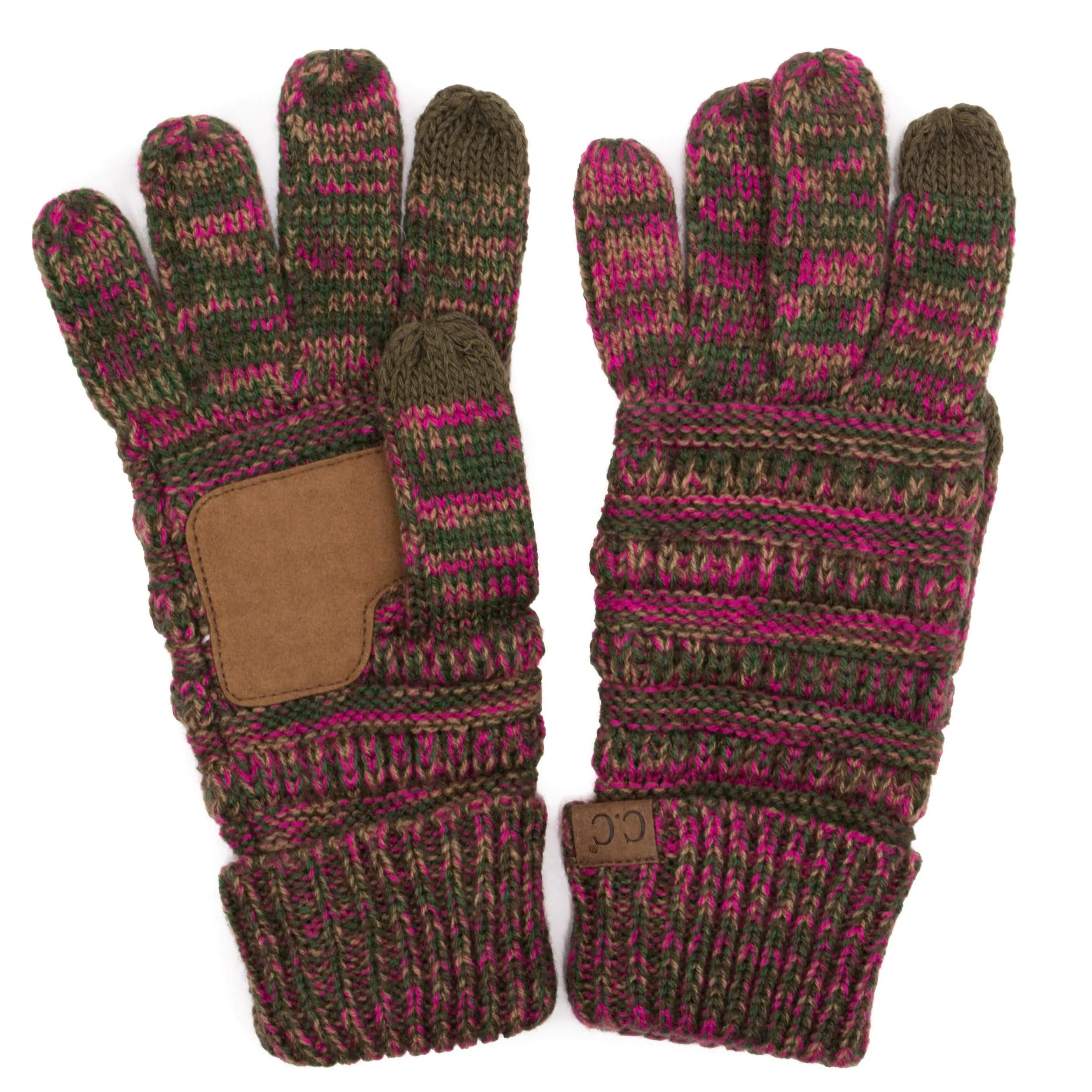 C.C G816 - Unisex Cable Knit Winter Warm Anti-Slip Three-Toned Touchscreen Texting Gloves