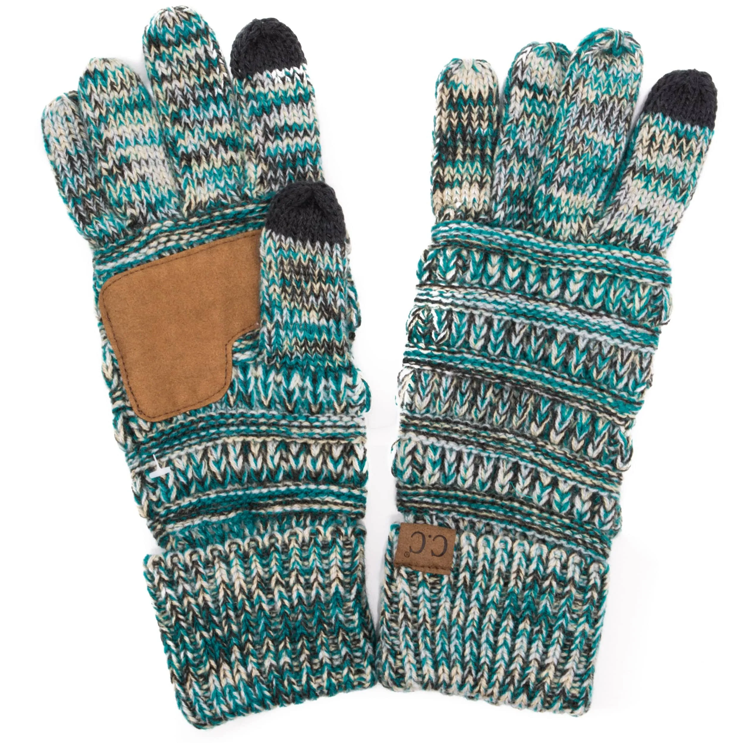 C.C G816 - Unisex Cable Knit Winter Warm Anti-Slip Three-Toned Touchscreen Texting Gloves