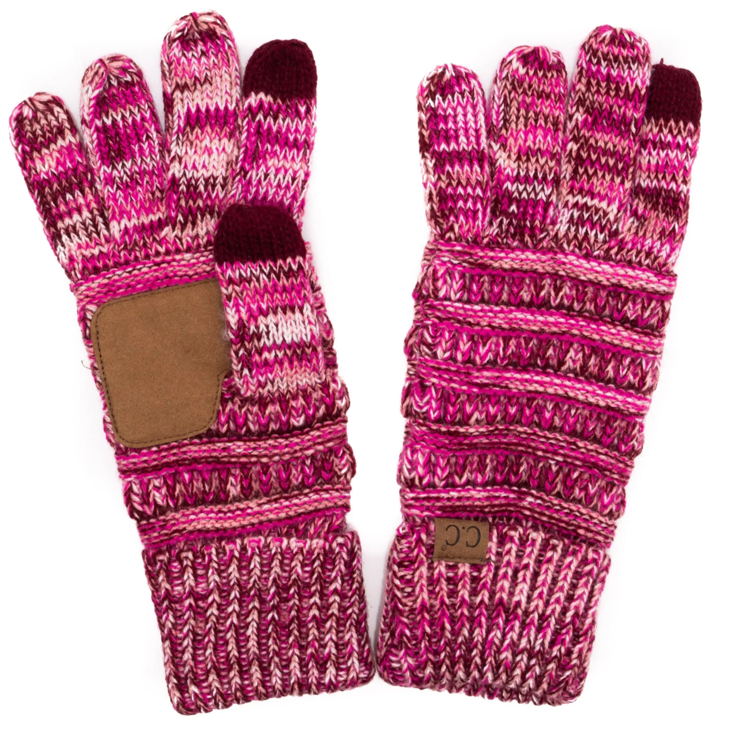 C.C G816 - Unisex Cable Knit Winter Warm Anti-Slip Three-Toned Touchscreen Texting Gloves