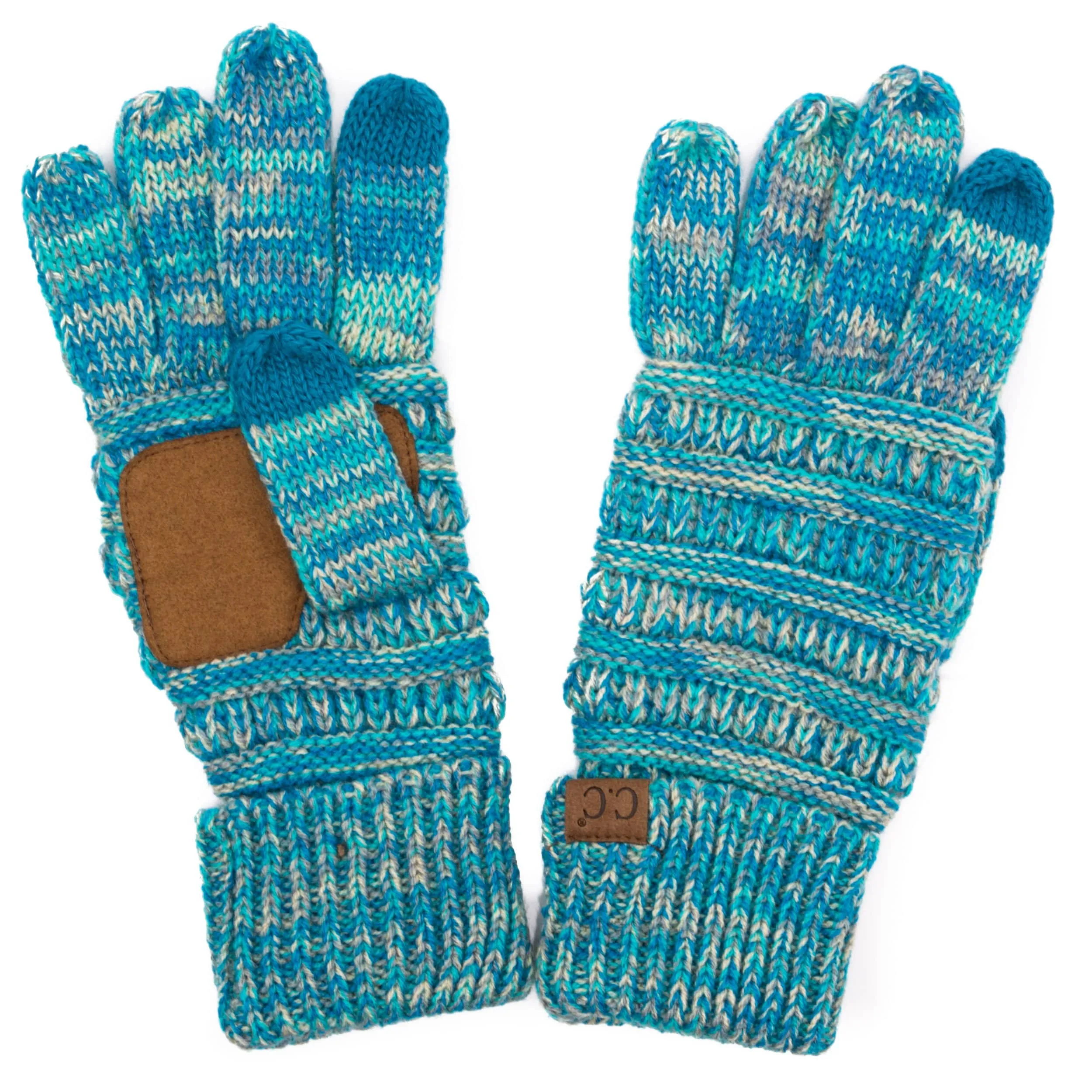 C.C G816 - Unisex Cable Knit Winter Warm Anti-Slip Three-Toned Touchscreen Texting Gloves