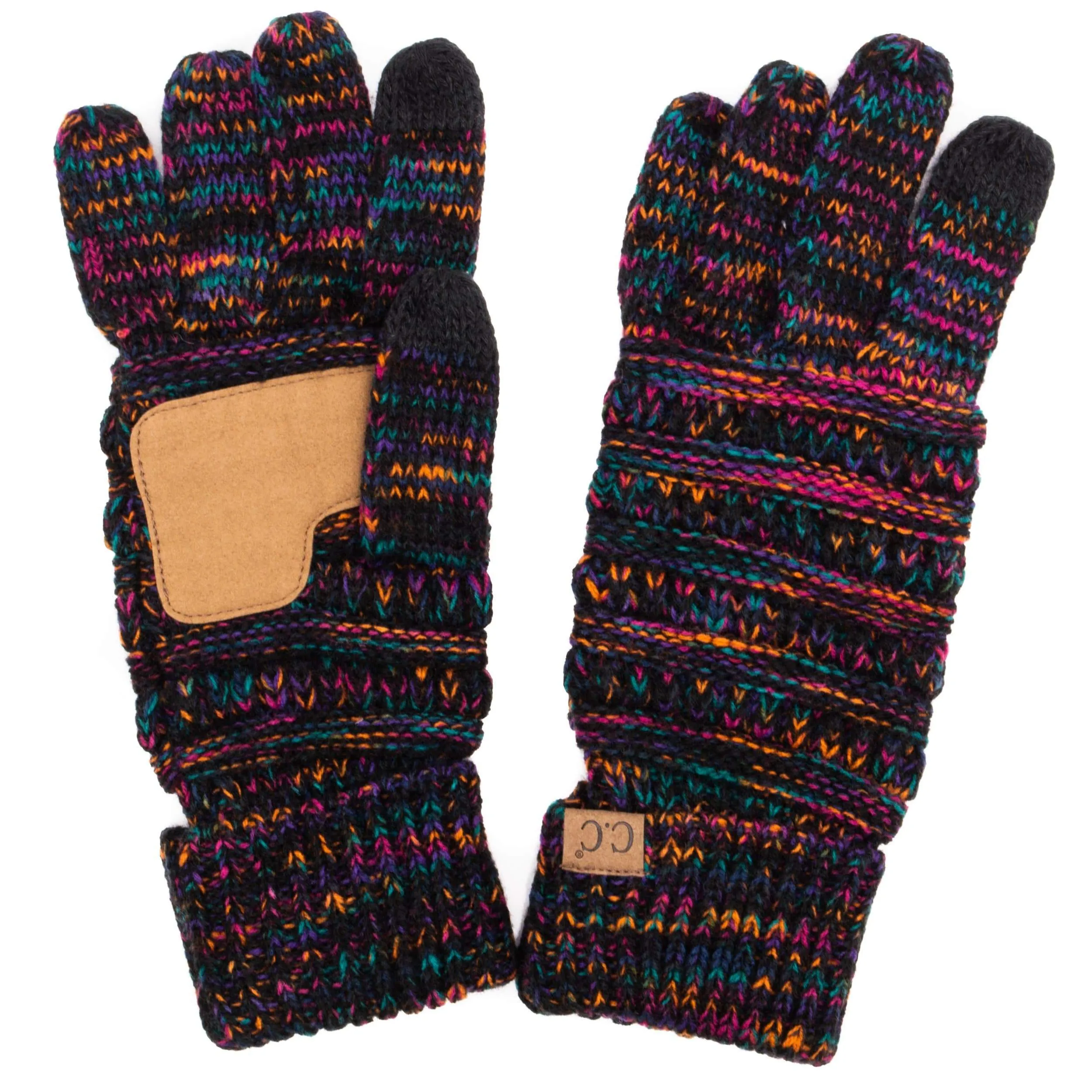 C.C G816 - Unisex Cable Knit Winter Warm Anti-Slip Three-Toned Touchscreen Texting Gloves