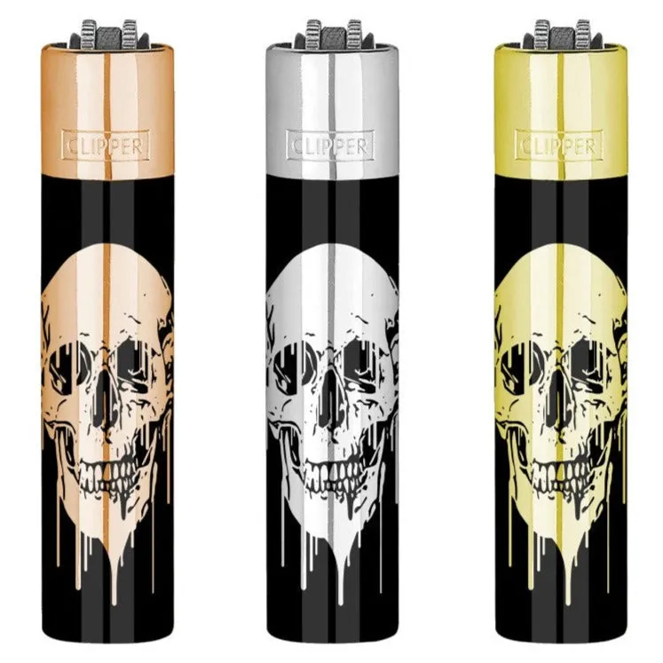 Clipper Metal - Dripping Skull - Metallic Black Lighter