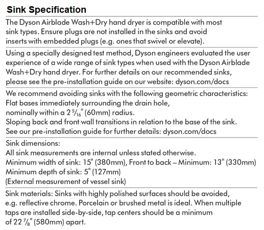 DYSON® Airblade™ TAP AB09 SHORT **DISCONTINUED** Replaced by the WASH DRY WD04 Short (SKU #247659-01 / 247908-01)