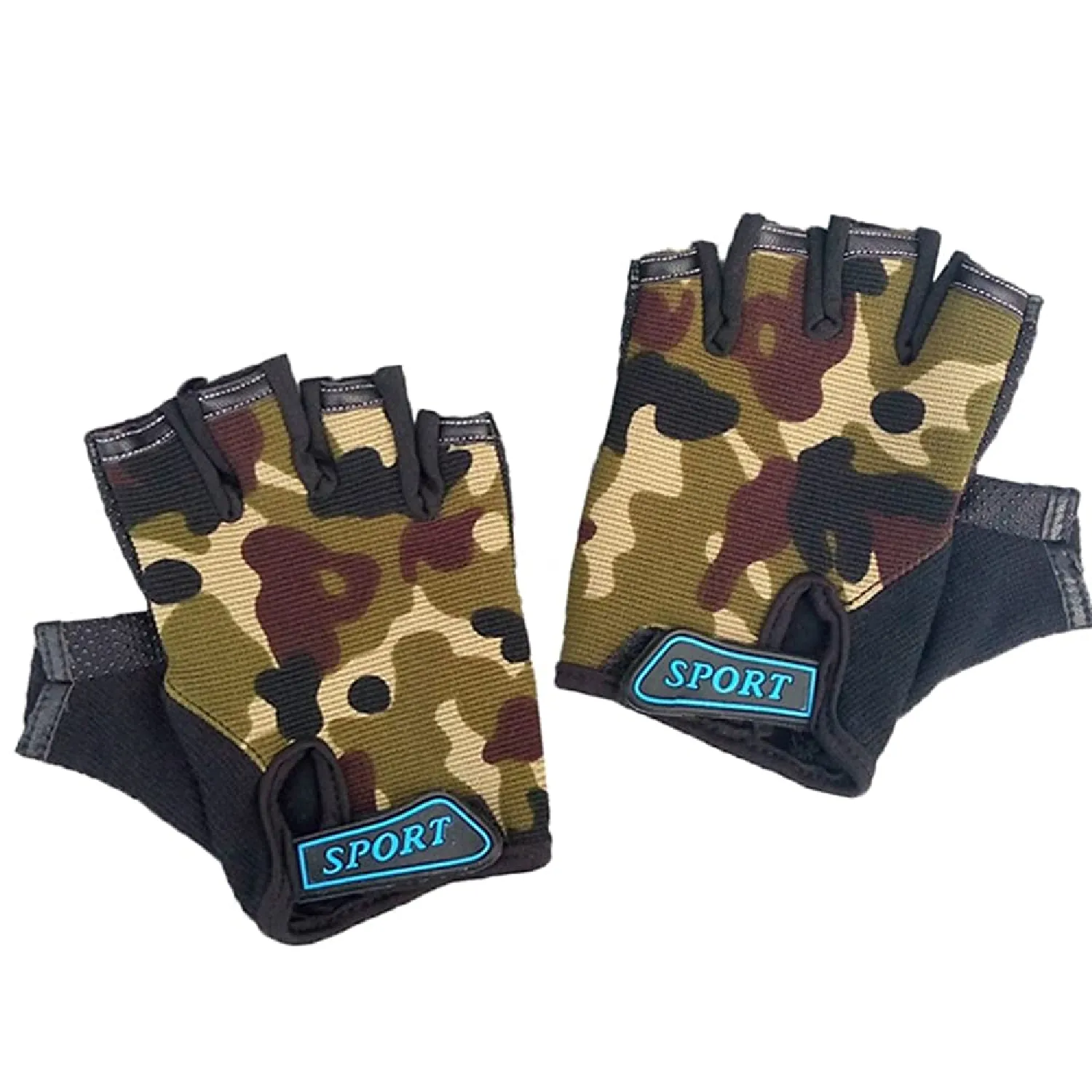 Eforlike Camouflage Fingerless Kids Glover Sports Cycling