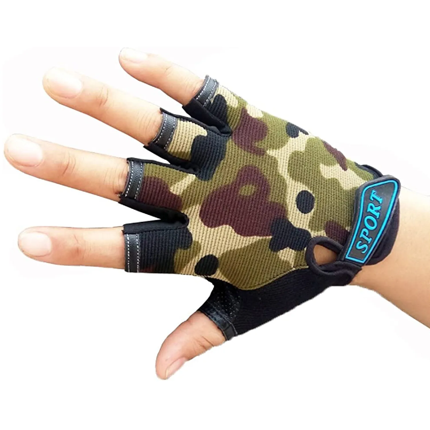 Eforlike Camouflage Fingerless Kids Glover Sports Cycling