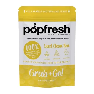 Grapefruit scented antibacterial hand wipes Grab & Go (7 pack)