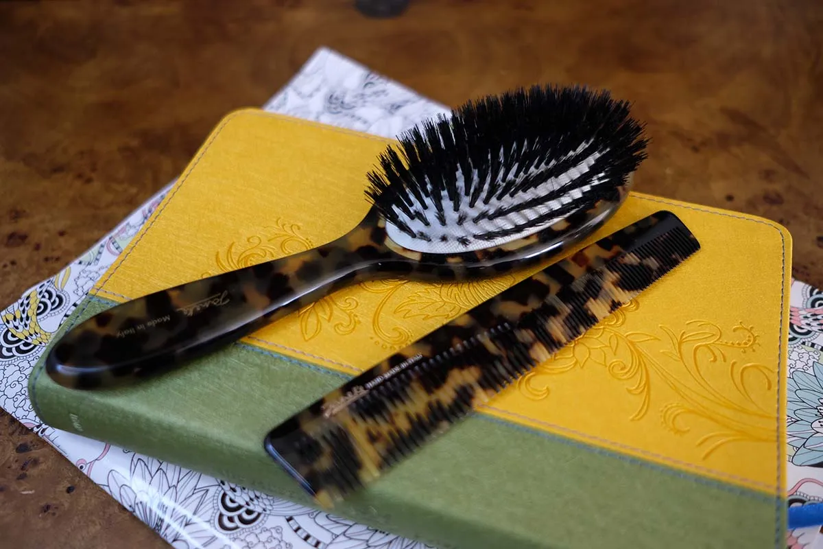 Janeke Handmade Spotted Family Hairbrush with Natural Bristles, 8 3/4 Inches  27212S