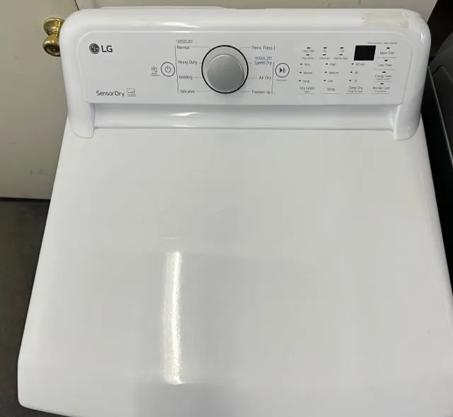 LG DLE7150W 27 Inch Electric Dryer with 7.3 Cu. Ft. Capacity, Sensor Dry, FlowSense™ Duct Clogging Indicator, LoDecibel™ Operation, Aluminized Alloy Steel Drum, Smart Diagnosis™, 8 Dryer Programs, Wrinkle Care, Speed Dry, and ENERGY STAR® Certified