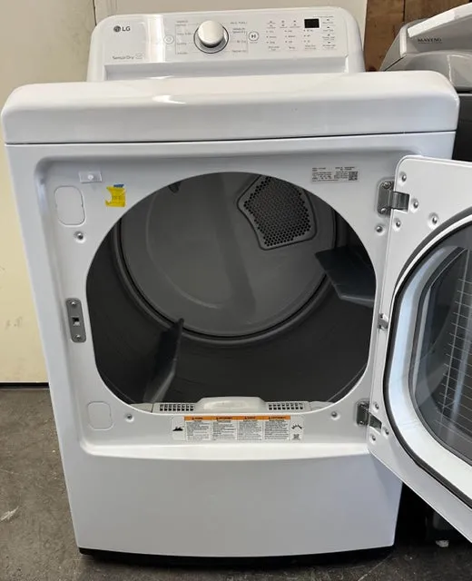 LG DLE7150W 27 Inch Electric Dryer with 7.3 Cu. Ft. Capacity, Sensor Dry, FlowSense™ Duct Clogging Indicator, LoDecibel™ Operation, Aluminized Alloy Steel Drum, Smart Diagnosis™, 8 Dryer Programs, Wrinkle Care, Speed Dry, and ENERGY STAR® Certified