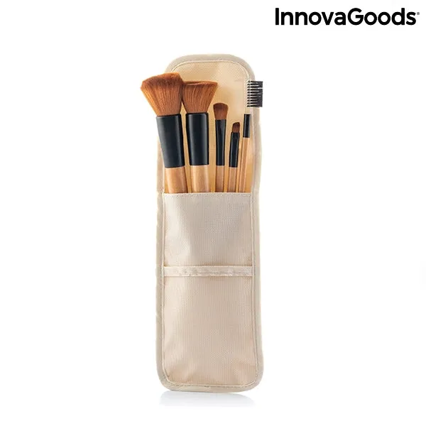 Make-up brush set "Miset" (6 pieces) made of wood - with transport bag