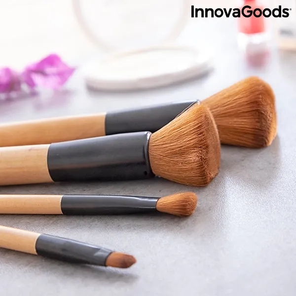 Make-up brush set "Miset" (6 pieces) made of wood - with transport bag