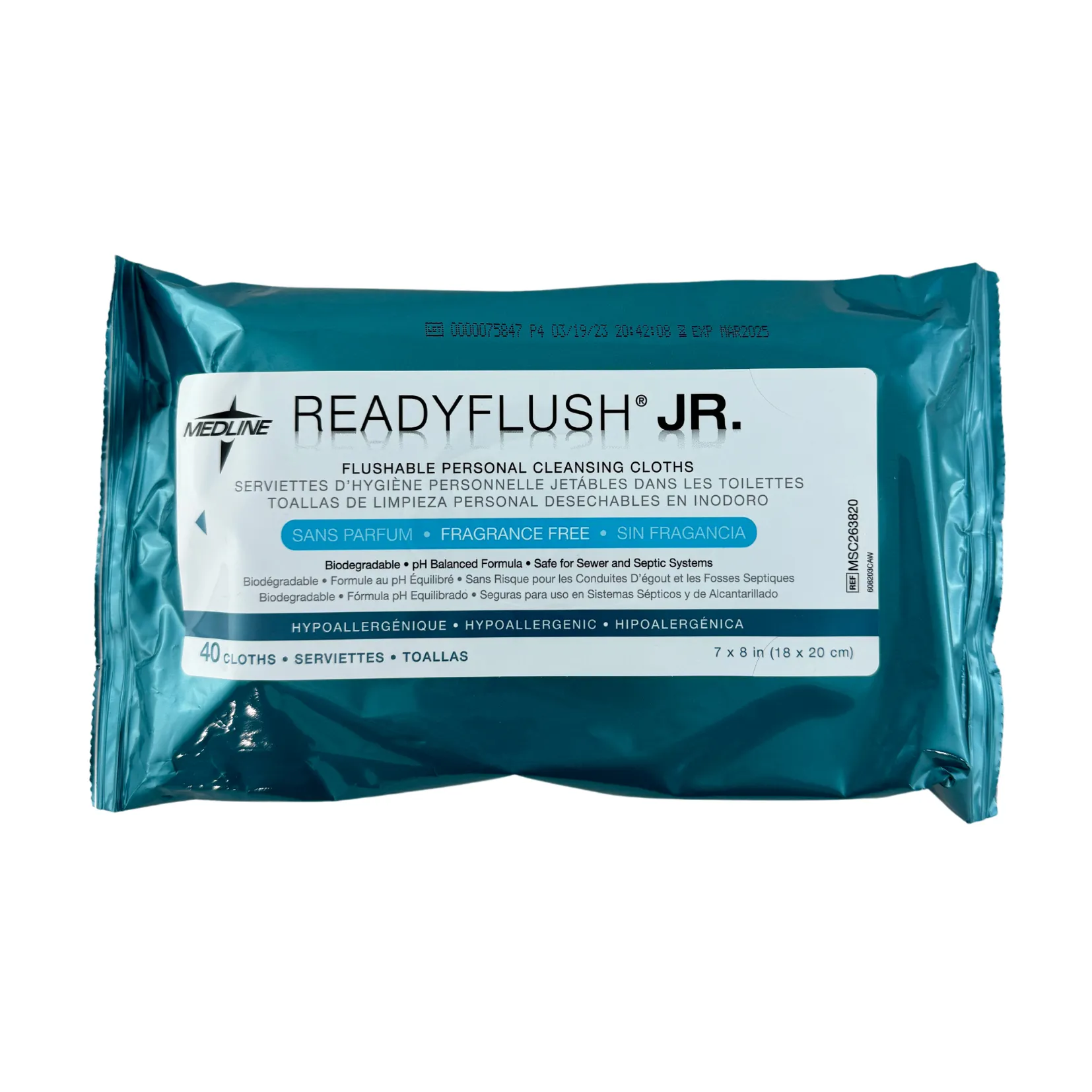 Medline Readyflush JR frag/free Wipes Pk 40