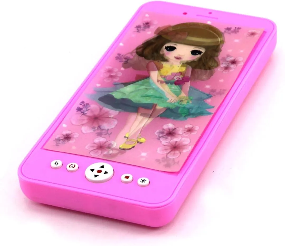 Mobile Phone Toy with Music for Kids Ages 3, Plastic - Pink