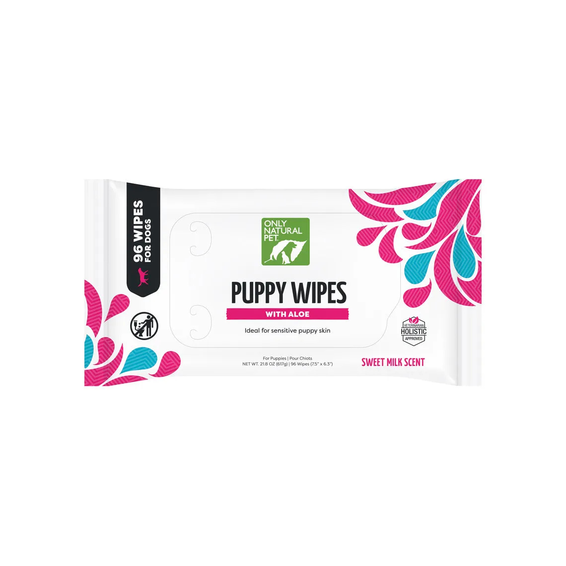 Only Natural Pet Puppy Wipes with Aloe for Sensitive Skin