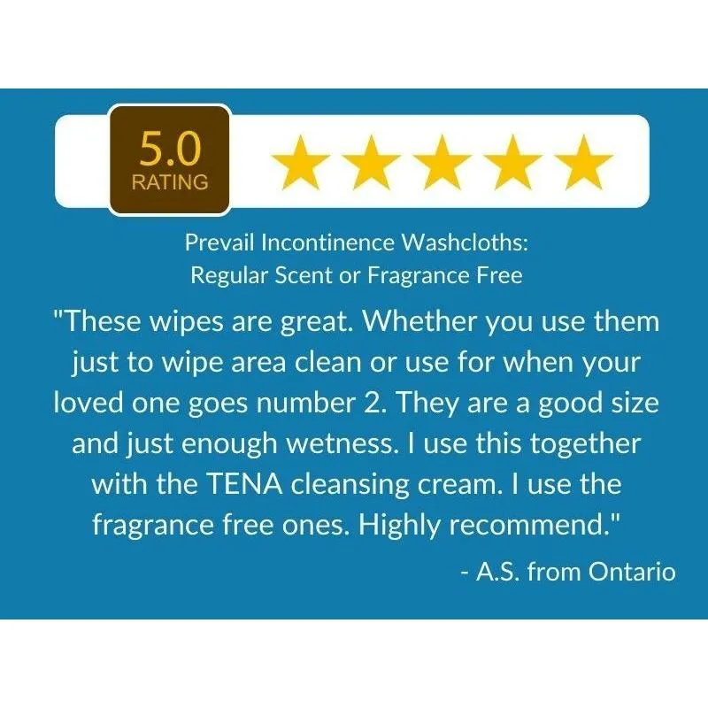 Prevail Incontinence Washcloths: Regular Scent or Fragrance Free