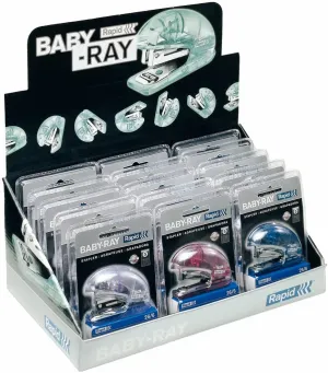 Rapid Mini Stapler, 10 Sheet, Fashion Baby Ray, 15 Pcs Display Box