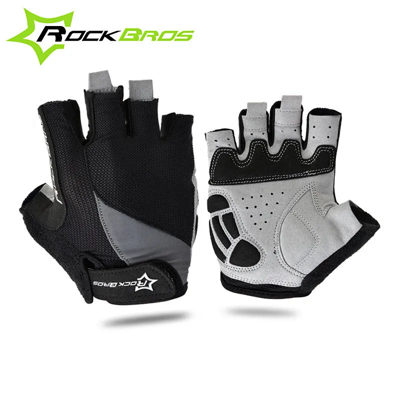 ROCKBROS Cycling Anti-slip Anti-sweat Men Women Half Finger Gloves Breathable Anti-shock Sports Gloves MTB Bike Bicycle Glove