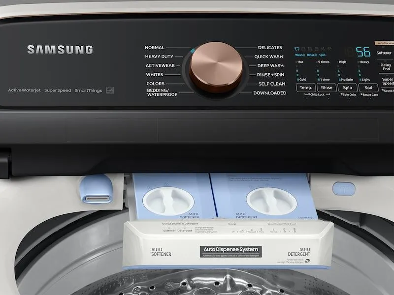 Samsung WA55CG7500AE 5.5 cu. ft. Extra-Large Capacity Smart Top Load Washer with Auto Dispense System in Ivory