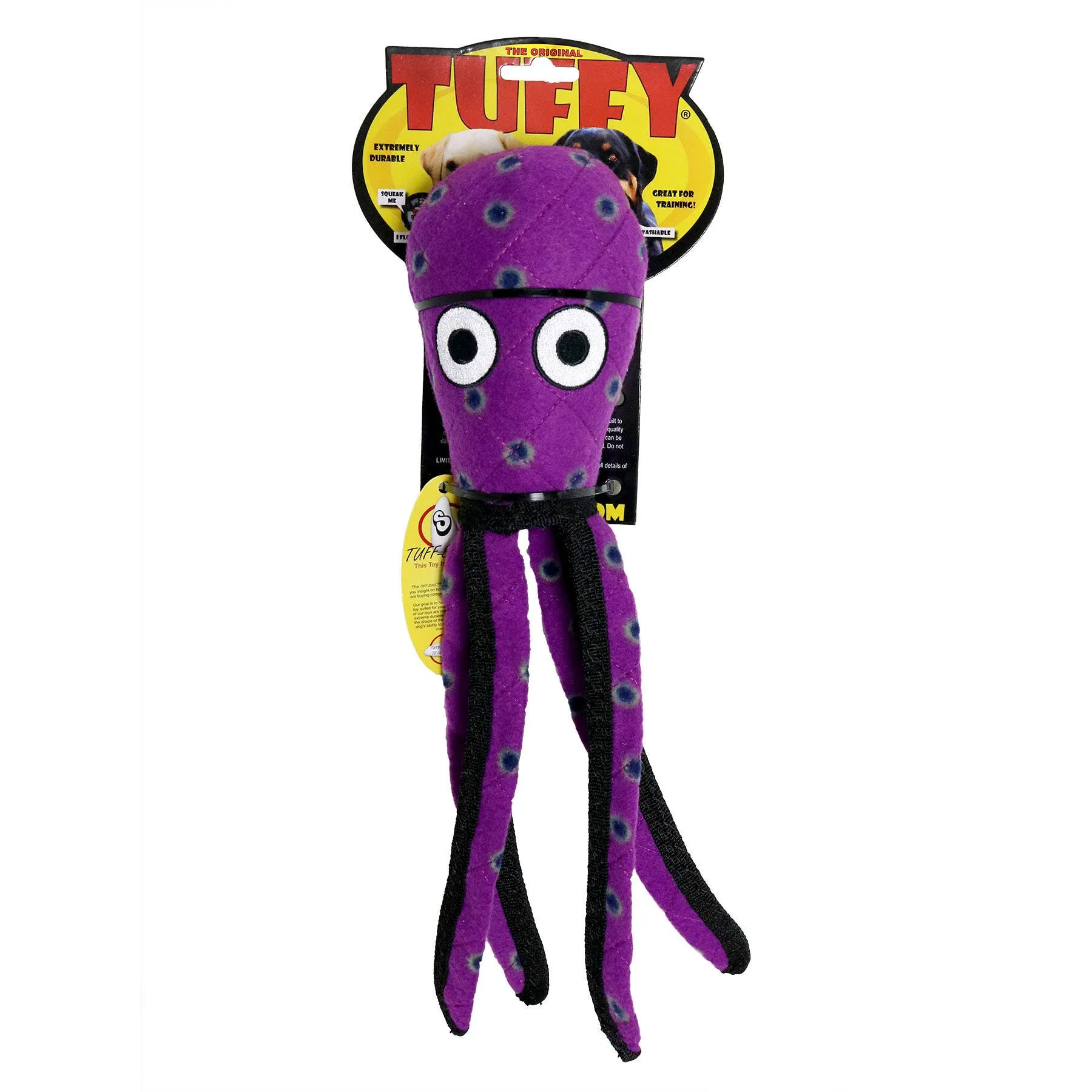 Tuffy Dog Toys - VIP Products - Tuffy Ocean Squid - Purple, Durable, Tough, Squeaky Dog Toy