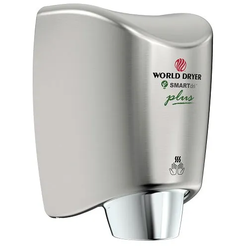 WORLD DRYER® K4-973P2 SMARTdri® Plus Hand Dryer - Brushed (Satin) Stainless Steel Automatic Surface-Mounted (208V-240V)