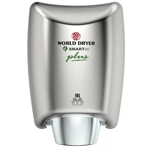 WORLD DRYER® K48-973P SMARTdri® Plus Hand Dryer - Brushed (Satin) Stainless Steel (50 Hz ONLY - NOT for use in North America)