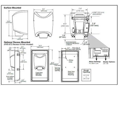 WORLD DRYER® K48-973P SMARTdri® Plus Hand Dryer - Brushed (Satin) Stainless Steel (50 Hz ONLY - NOT for use in North America)